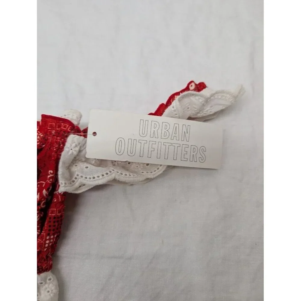 Out from Under women's size Large classic bandana print tube top red white T26 - Picture 5 of 7